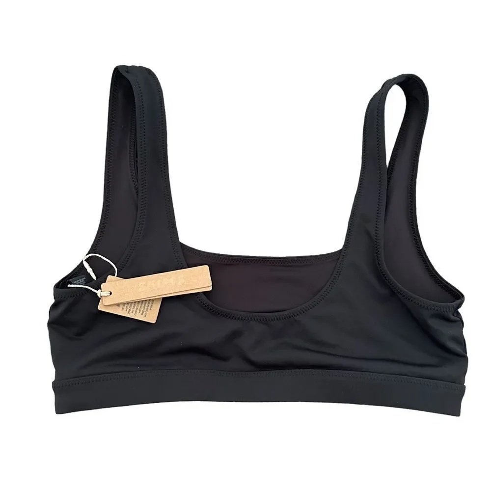 NWT SKIMS Recycled Signature Swim Tank Bikini Top In Onyx Black